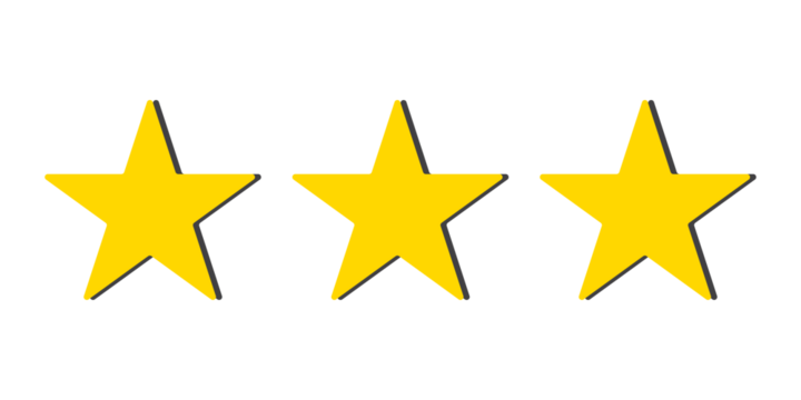 Golden 3-star icon with shade
