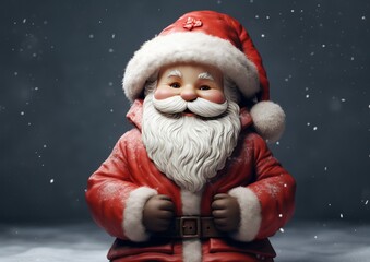 Santa Claus Figurine Enjoying a Snowy Winter Wonderland