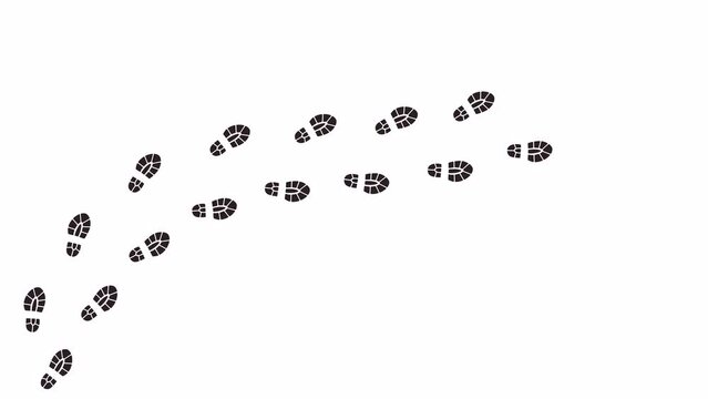 Boot prints animation. Motion graphics with alpha channel.