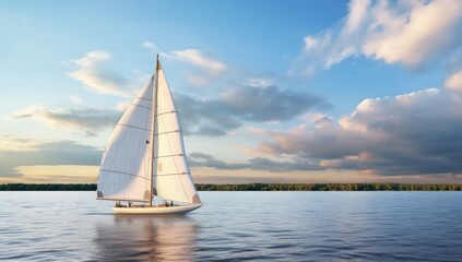 Fototapeta premium A Serene Journey on the Vast Blue Ocean