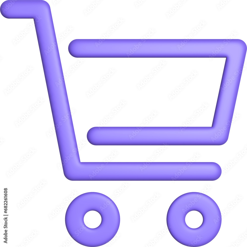 Poster 3d rendering shopping backet icon. illustration with shadow isolated on white.