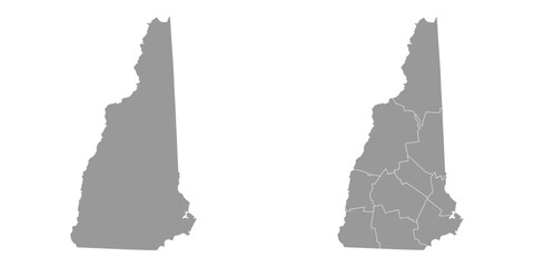New Hampshire state gray maps. Vector illustration. - obrazy, fototapety, plakaty
