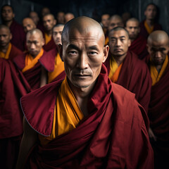 Tibetan monks have become directors - obrazy, fototapety, plakaty