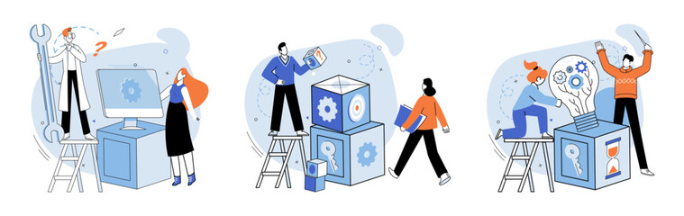 Team building vector illustration. The team building exercise fostered sense unity and camaraderie Business goals were achieved through strategic planning and execution Creative ideas emerged from