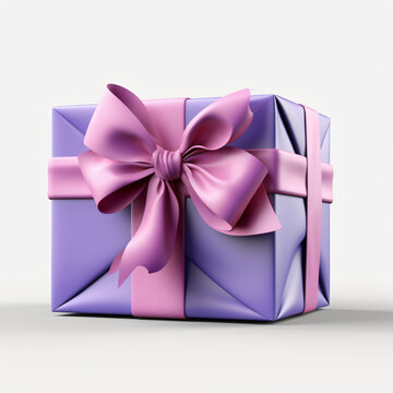 Gift Box Mockup with Curled Silk Ribbon front view