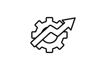 productivity icon. gear with up arrow. line icon style. simple vector design editable