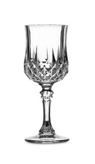 One stylish clean wine glass isolated on white