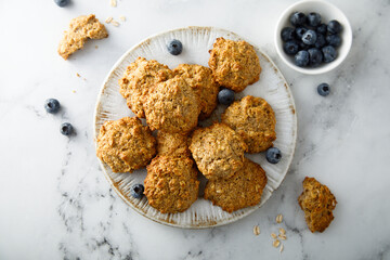 Homemade oatmeal cookies with blueberry