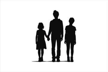 Silhouette of a parent and child, Silhouette of a family, Silhouettes of people in poses, silhouette of a couple