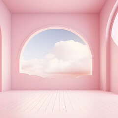 illustration of a cloud with frame.Copy space.Minimal natural luxury concept