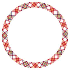 Circle borders and frames . Round border pattern geometric vintage frame design. Scottish tartan plaid fabric texture. Template for gift card, collage, scrapbook or photo album and portrait..