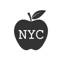 Big Apple symbol of New York. Apple with letters NYC isolated sign on white background. Vector illustration