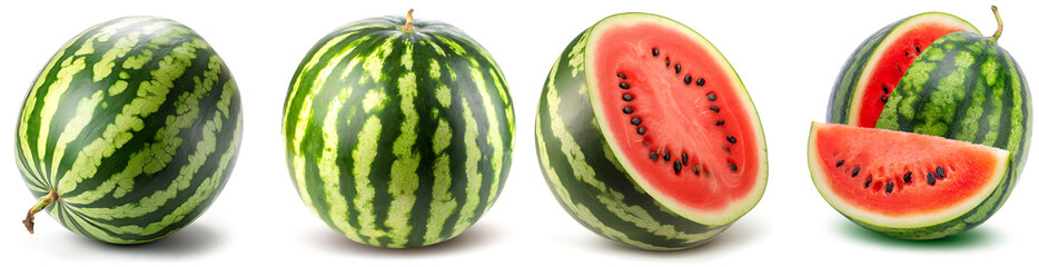 Set of Watermelons isolated on white background, clipping path.
