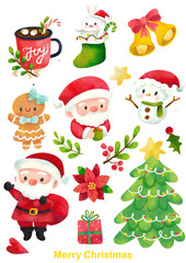 Cute illustration christmas graphic elements, transparent background, decoration graphic elements