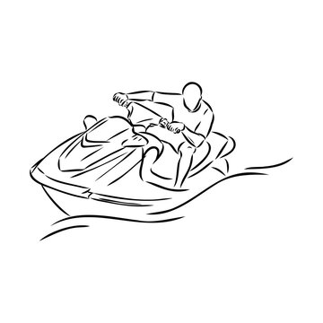 recommend clip art: Hand sketch rider on a jet ski aquabike vector
