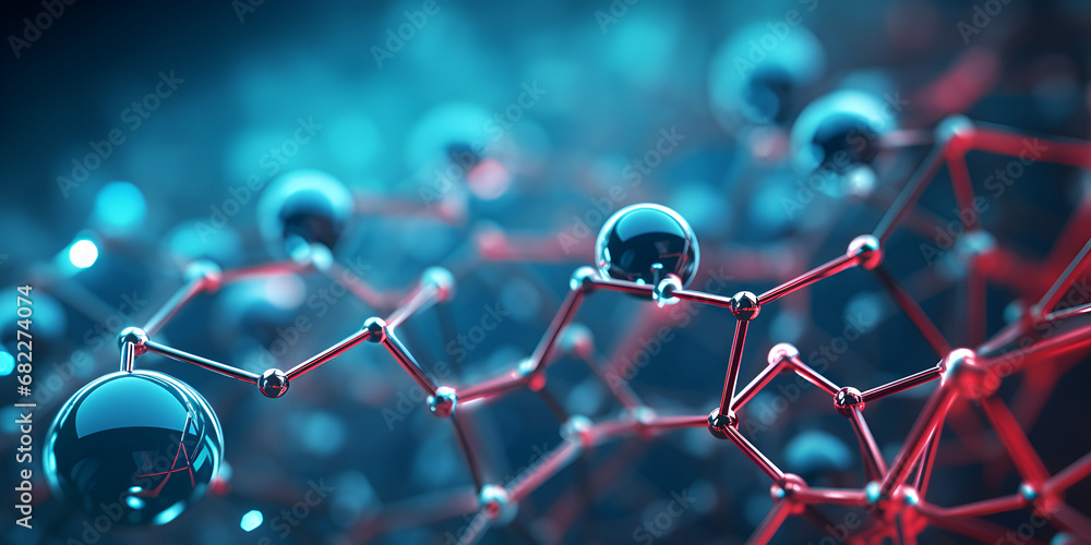 Wall mural an illustration of molecule structure background, a close up of a molecular structure with red and b