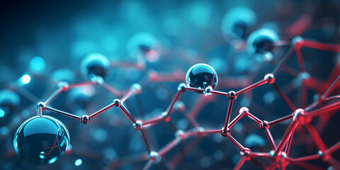 An Illustration Of Molecule Structure Background, A close up of a molecular structure with red and...