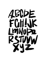 Hand-written graffiti alphabet font. Vector