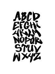 Hand-written graffiti alphabet font. Vector