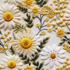 Generative Ai. Embroidered daisies