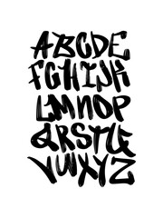 Hand-written graffiti alphabet font. Vector