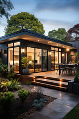 Fototapeta premium Wooden-style Cabin in the Forest
