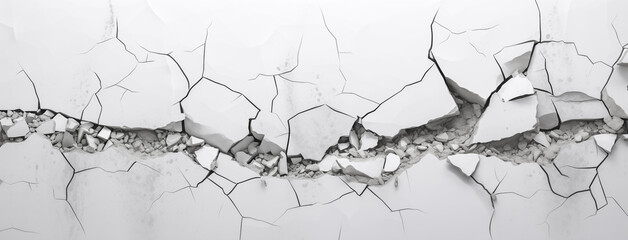 Fototapeta premium Cracked floor texture. Cracked concrete wall covered with gray cement surface as background. Broken floor. wide panoramic banner. 