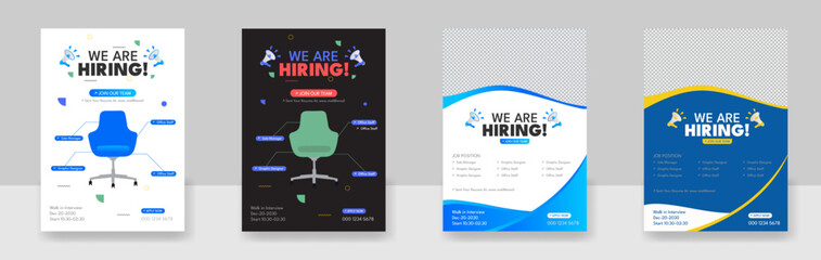 Hiring Job flyer design, We are hiring Job advertisement flyer poster template, Job offer leaflet template.
