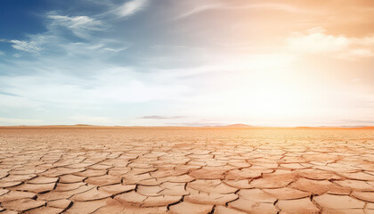 Dry soil and blue sky drought , safe nature earth day concept