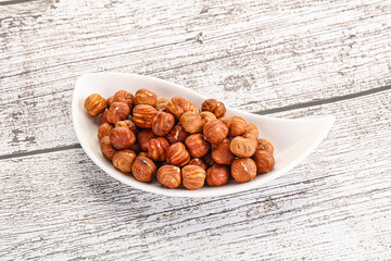 Heap of raw natural hazelnut