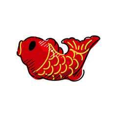 asian element red fish koi,Сollection of drawing of Asian ornamental fish for a pond. Vector illustration comic style japanese and chinese fish, for chinese new year lunar