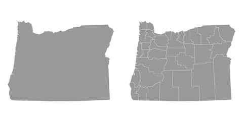 Oregon state gray maps. Vector illustration.