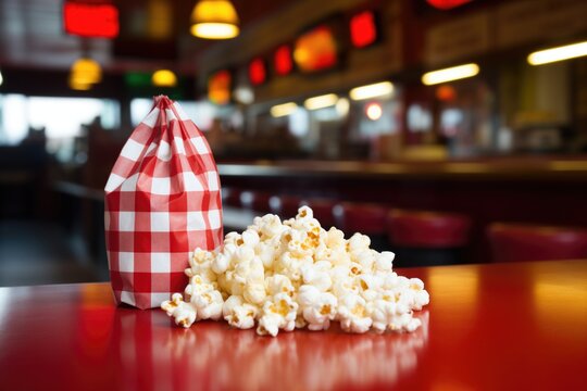 A Fresh Popcorn Bag On A Concession Stand