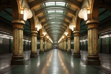 Obraz premium subway station architecture with beams and columns