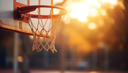 Basketball hoop at sunset - Powered by Adobe