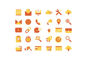 Search Engine Optimization Icon Pack: Business, Marketing, Traffic, Solid icons vector collection.