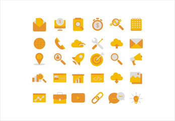 Business and Marketing icon collection, Containing business and marketing, traffic, ranking, optimization, link and keyword. Solid icons vector collection. 
