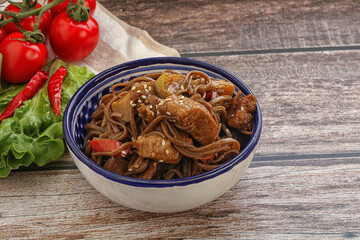 Udon soba with pork and vegetables