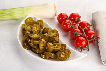 Sliced canned jalapeno pepper