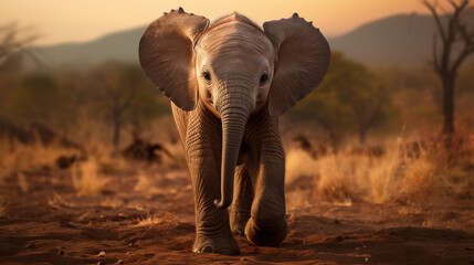 Fototapeta na wymiar African elephant calf 8K created with Generative Ai