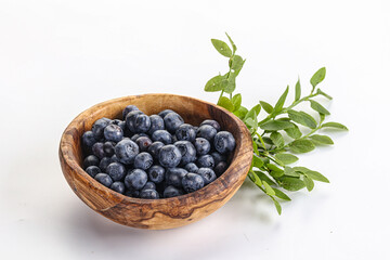 Ripe sweet blueberry in the bowl