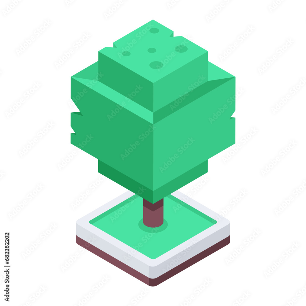 Wall mural isometric garden trees icons