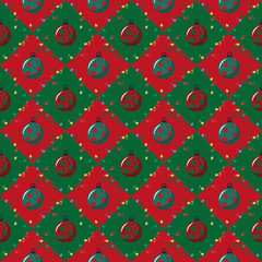 Christmas ball ornaments, seamless pattern