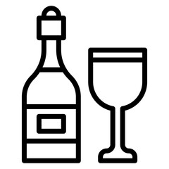 Italian Wine Bottle Line Icon