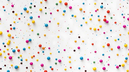 Fotobehang Colorful candy sprinkles on white base, seamless texture © Matthias