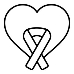 Pink Ribbon Line Icon
