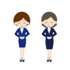 お辞儀をする若手とベテラン女性社員