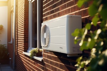 Wall Mounted Air Conditioner on the Side of a Brick Building