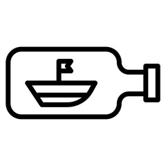 Ship In Bottle Line Icon