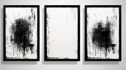 Grunge backgrounds set. Brush black paint ink stroke